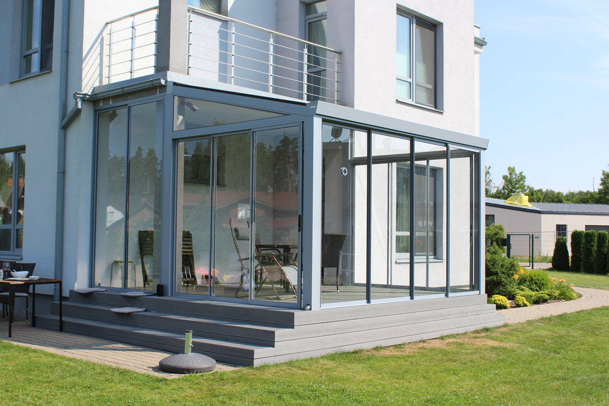 Wintergarten Aluminium Alu-Pur + Polycarbonat 4 m tief kaufen