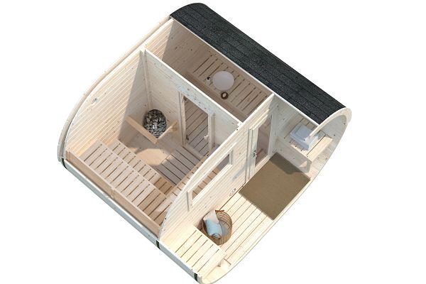 Außensauna Fass-Sauna oval, Abbildung 2