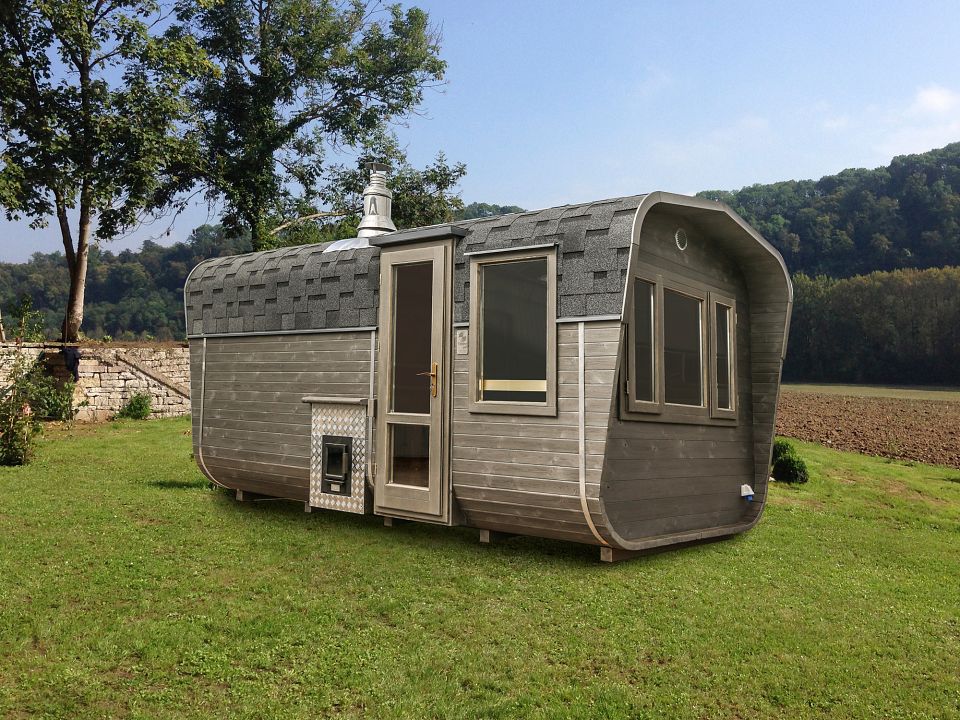 Außensauna Thermoholz-Sauna eckig - anschlussfertig!
