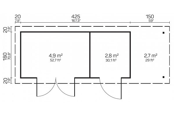 Gartenhaus Zweckhaus 4318-SD, Grundriss 1