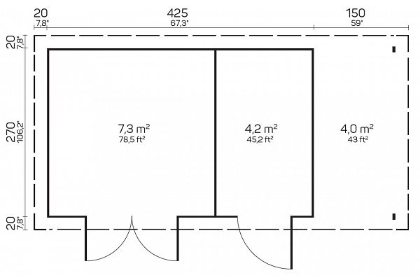 Gartenhaus Zweckhaus 4327-SD, Grundriss 1