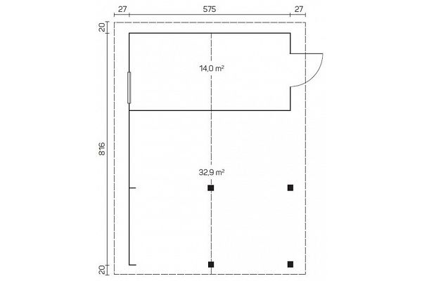 Garage Blockbohlen Kombi-Carport 2, Grundriss 1
