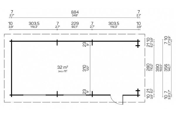 Garage Blockbohlen Wohnmobil-Garage Siegen, Grundriss 1