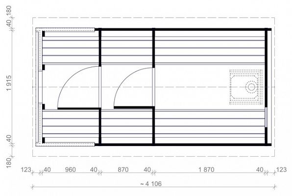 Außensauna Arche, Grundriss 1
