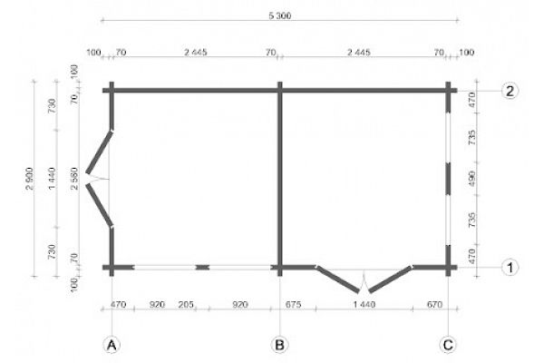Gartenhaus Kleingartenverein Modern, Grundriss 1