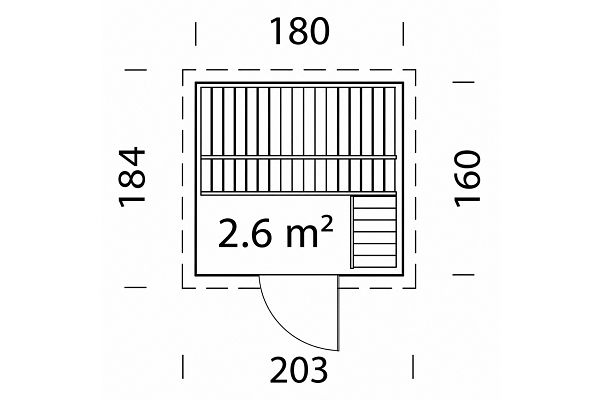 Außensauna Design Sauna Midi, Grundriss 1