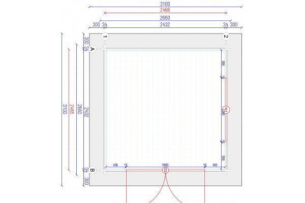 Geräteschuppen Moderna 1 T, Grundriss 1
