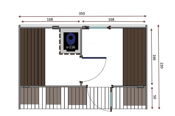Außensauna Thermoholz-Sauna oval 2 - anschlussfertig!, Grundriss 1
