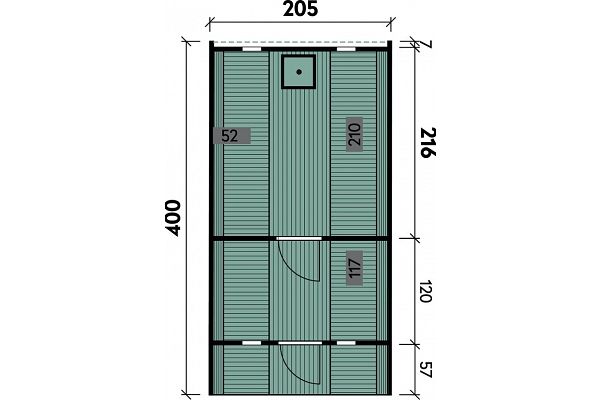 Außensauna 2-Raum Fass-Sauna rund, Grundriss 1