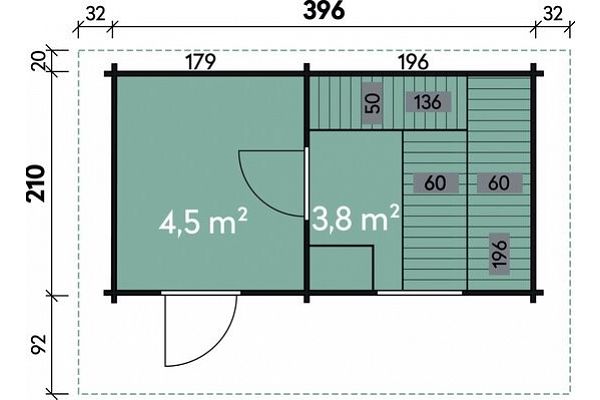 Außensauna 2-Raum Sauna klein, Grundriss 1