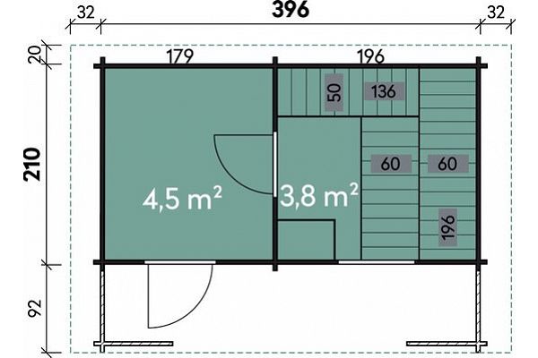 Außensauna 2-Raum Sauna klein, Grundriss 1