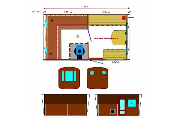Außensauna Thermoholz Sauna eckig, anschlussfertig!, Grundriss 1